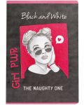 Caiet Black&White Girl - A5, 40 foi, linii înguste și late, sortiment - 2t
