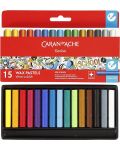 Creioane de ceară Caran d'Ache School - 15 culori - 2t