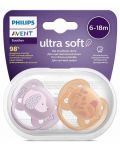 Suzete Philips Avent - Ultra Soft, 6-18 m, 2 bucăți, câine și floare, pentru fetiță - 6t
