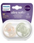 Suzete Philips Avent - Ultra Soft, 0-6 m, 2 buc, tucan și frunze - 6t