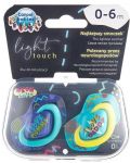 Set 2 suzete Canpol Light touch-  Neon love, 0-6 luni, albastru - 8t