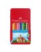 Set creioane colorate Faber-Castell - Castel, 12 bucati, in cutie metalica - 1t