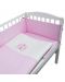 Set 3 piese lenjerie de pat pentru patut bebe Eko - Leu, roz cu buline albe - 2t