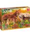 Puzzle umbo de 500 piese -  Horses in the Meadow - 1t