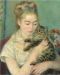 Puzzle Pomegranate de 100 piese - Femeie cu pisica, Pierre Renoir - 2t