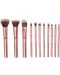 BH Cosmetics Set de pensule pentru machiaj Metal Rose, geantă, 11 bucăți - 2t