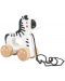 Jucărie de tracțiune din lemn Tooky Toy - Zebra - 1t