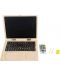 Laptop din lemn cu tablă magnetică Picior mic, cu smartphone - 2t