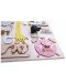 Tablă Montessori din lemn Moni Toys - Cu ceas roz - 3t