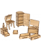 Set de asamblat din lemn Woody - Mobilier pentru papusi, 346 piese - 3t