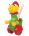 Jucărie de împins din lemn Orange Tree Toys - Dinosaurs, Dinozaur Vesel - 1t
