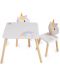 Set din lemn Moni Toys - Masa si doua scaune, unicorn - 1t