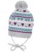 Căciulă tricotată pentru copii cu șnur Sterntaler - Cu inimioare, 51 cm, 18-24 luni - 1t