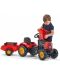 Tractor cu remorca pentru copii, cu capac care se desface si pedale Falk - Rosu - 2t
