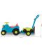 Tractor de impins pentru copii 2 in 1 Ecoiffier - Albastru, cu remorca si cositoare - 4t