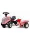 Tractor pentru copii Falk - Cu remorca, grebla si lopatica, roz - 1t