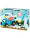 Tractor de impins pentru copii 2 in 1 Ecoiffier - Albastru, cu remorca si cositoare - 2t