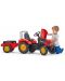 Copii tractor  Falk - Cu capac de deschidere, pedale si remorca, rosu - 3t