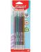 Creioane grafit Maped - Glitter, HB, cu gumă de șters, 6 bucăți - 1t