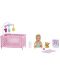 Set de joc Barbie Skipper - Baby-sitter Barbie cu șuvițe mov, cămașă cu fluture - 3t