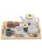 Ginger Home - Set de ceai din lemn, alb-gri - 4t