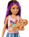 Set de joc Barbie Skipper - Baby-sitter Barbie cu șuvițe mov, cămașă cu fluture - 5t