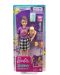 Set de joc Barbie Skipper - Baby-sitter Barbie cu șuvițe mov și bluză cu inimă - 1t