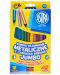 Creioane Jumbo colorate Astra -12 culori metalice, din lemn negru, cu ascutitoare - 1t