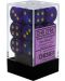 Set de zaruri Chessex Borealis Luminary Dice Block - Royal Purple/Gold, 12 bucăți - 1t