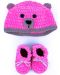 Set Softy - Palarie si pantofi de urs, roz, 0-6 luni - 1t