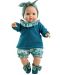 Papusa-bebelus Paola Reina Manus - Julia, cu pantaloni inflorati si bluza tricotata albastra, 36 cm - 1t
