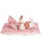 Papusa-bebe Llorens - Cu haine roz, perna si palarie alba, 26 cm - 3t