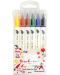 Pensula marker Pentel Sign Pen Twin - 6 culori - 1t
