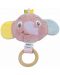 Jucărie moale cu inel de lemn BabyJem - Mini elefant, roz - 1t