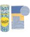 Prosop de plajă în cutie Hello Towels - Palermo, 100 x 180 cm, 100% bumbac, galben-albastru - 1t