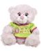 Jucărie de pluș Amek Toys - Ursuleț de pluș roz cu tricou, 30 cm - 1t