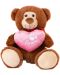 Jucărie de pluș Amek Toys - Ursuleț maro cu inimă, 20 cm - 1t