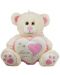 Jucărie de pluș Amek Toys - Ursuleț ecru cu inimă cu margine roz, 45 cm - 1t