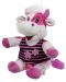Jucărie de pluș Amek Toys - Vacă roz cu bluză, 25 cm - 1t