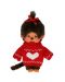 Jucarie de plus Monchhichi - Maimuta fetita cu pulover, 20cm - 2t