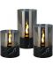 Set de 3 lumânări LED H&S - IP44, 2 x AA, cu temporizator, negru - 1t