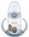 Biberon NUK First Choice - Pisică și Câine, TC, PP, cu tetină pentru suc, 150 ml, albastru - 1t