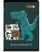 Caiet Black&White - Dinozauri și monștri, A5, 24 de coli, pătrățele mari, sortiment - 5t