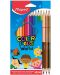 Creioane colorate Maped Color Peps - 12 culori, cu 3 bucati cu cate 2 varfuri - 1t