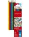 Creioane colorate pentru acuarelă Caran d'Ache School - 6 culori - 1t
