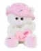 Jucarie de plus Morgenroth Plusch - Ursulet alb cu sapca roz, 19 cm - 1t