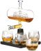 Set de whisky Oak & Steel -Navă, carafă cu 4 pahare - 1t