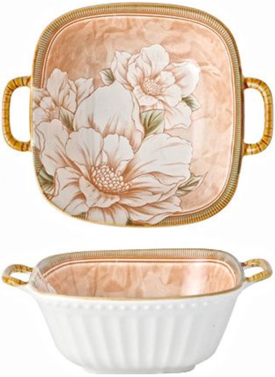 Bol pătrat adânc cu mânere Morello - Camellia, 20.2 cm
