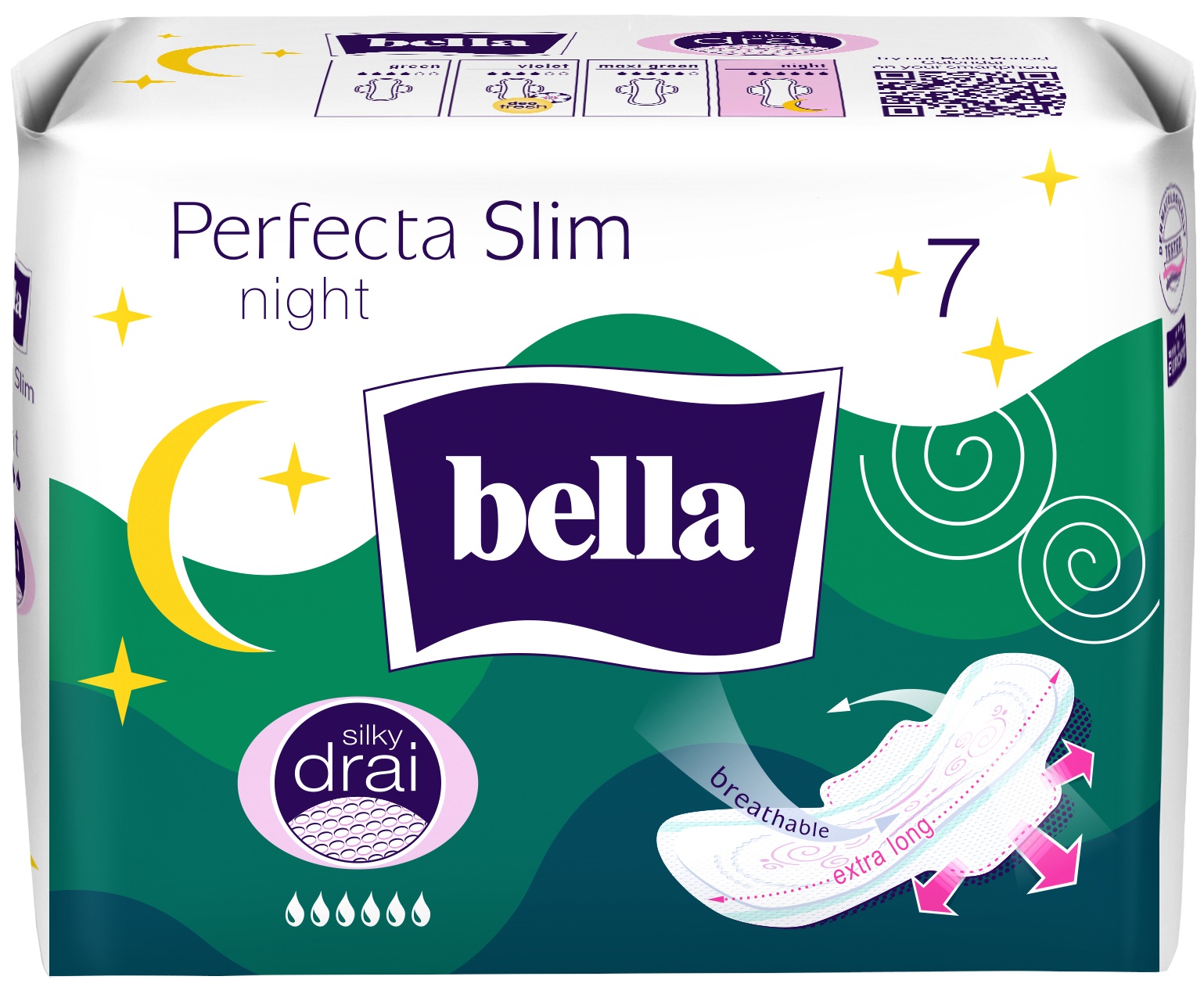Absorbante Bella Perfecta Slim Night Silky Drai, 7 Bucati - imagine 3
