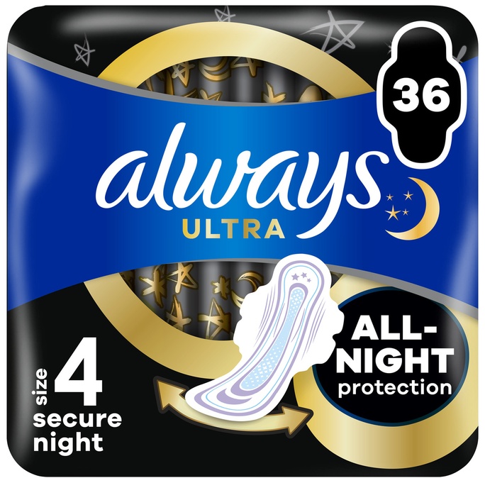 Absorbante pentru femei cu aripioare Always Ultra - Night, Giga Pack, mărimea 4, 36 buc